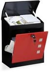 Relaxdays Briefkasten gro&szlig;, Stahl, Sicherheits-Klappe, Schloss, HxBxT: 53 x 43,5 x