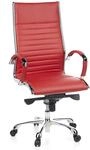 hjh OFFICE 660530 Profi Chefsessel Parma 20 Leder Rot B&uuml;rostuhl Drehstuhl, hohe
