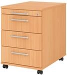 b&uuml;m&ouml; Rollcontainer mit Schubladen, Container abschlie&szlig;bar aus Holz in Buche -
