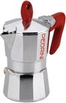 Pedrini 9082 Kaffettiera-2 TZ (100 ml), Aluminium, Silber / Rot