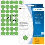 HERMA 2255 Punktaufkleber Klebepunkte perforiert gr&uuml;n, 1280 St&uuml;ck, &Oslash; 19 mm, 40 pro