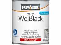Primaster Acryl Weißlack 750ml Weiß Seidenmatt Wetterbeständig Holz & Metall