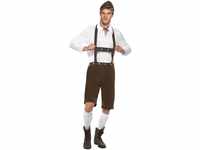 Smiffy's 30286 Bavarian Man Costume Lederhosen Shorts with Braces Top and Hat