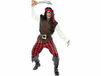 Smiffys, Herren Piraten-Schiffskamerad Kostüm, Oberteil, Hose, Stirnband und