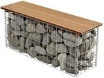 pro.tec WPC Gabionenbank Witterungsbest&auml;ndig Gartenbank 100x45x30cm Braun Gabione