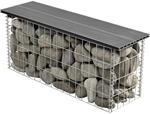 pro.tec WPC Gabionenbank Witterungsbest&auml;ndig Gartenbank 100x45x30cm Grau Gabione