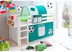 TiCAA Hochbett, Kinderbett Spielbett mit Treppe aus Kiefer Massivholz...