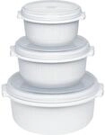 Emsa 459061200 3-teiliges Mikrowellentopf-Set, 0,5 Liter, 1 Liter, 1,5 Liter,