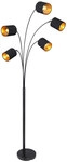 Globo Retrofit Stehlampe Kaddy schwarz,70x74cm,204cm,5-flammig