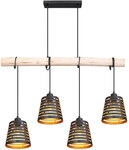 GLOBO Retrofit Balkenpendel Ablona 4-flg 85x17cm 120cm Metall /Holz schwarz