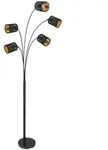 Globo Retrofit Stehlampe Clarke schwarz,goldfarbig,85cm,204cm,5-flammig