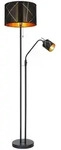 Globo Retrofit Stehlampe Bemmo,schwarz,40cm,175cm,Metall,Textil,mit Leselampe