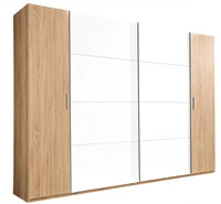 Schrankprogramm Lotto Eiche Wei&szlig; Nachbildung ca. 270 x 210 x 65 cm