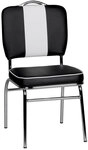Polsterstuhl Metall/Textil 47 x 45 x 90 cm Kunstleder gestreift Schwarz/Wei&szlig;