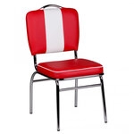 Polsterstuhl Metall/Textil 47 x 45 x 90 cm Kunstleder Retro Rot/Wei&szlig;