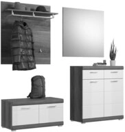 Garderobenkombination Scout Rauchsilber / Wei&szlig; Hochglanz 195x197x40 cm
