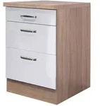 Auszugsunterschrank Valero Wei&szlig; Hochglanz/Braun 60x86x60cm