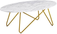 Couchtisch 120 x 60 cm Goldfarbig/Marmor Optik Wei&szlig;