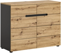 Kommode Canu 100 x 41 x 81 cm melaminbeschichtet Basaltgrau/Artisan-Eiche-Dekor