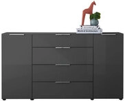 Kommode Santorin 180 x 99 cm Anthrazit/Glasfronten