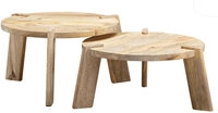 Couchtisch rund 2er Set Mango massiv 53 x 32 cm