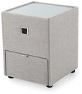 Nachtkonsole Lancy Stoffbezug Beige/Grau ca. 43 x 45 x 53 cm