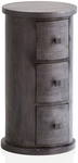 Kommode 34 x 65 x 34 cm Mango Massivholz schwarz Griffe Edelstahl lackiert