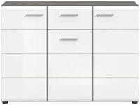 Kommode Salsa 120 x 85 x 37 cm Wei&szlig; Hochglanz/Rauchsilber