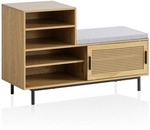 Garderobenbank Metall/Rattan 120 x 40 x 75,5 cm Wiener Geflecht Schwarz/Braun/Eiche