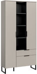 Vitrine Noida 192 x 90 x 37 cm Kaschmir Nachbildung/Schwarz