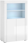 Highboard Leeds 128 x 80 x 38 cm Hochglanz Wei&szlig;