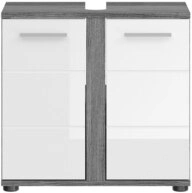 Waschbeckenunterschrank Blake Rauchsilber/Wei&szlig; Hochglanz 60x57x34 cm