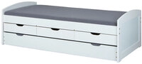 Stauraumbett Ulli Kiefer massiv 205 x 98 x 63 cm lackiert Wei&szlig;