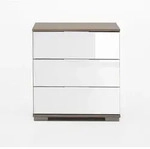 Nachttisch Easy Plus C Eiche s&auml;gerau Nachbildung/Glas Wei&szlig; 52 x 58 x 38 cm