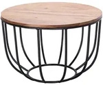 Couchtisch rund 60 x 39 cm Sheesham massiv/schwarz