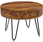 Couchtisch rund 60 x 44 cm Sheesham massiv
