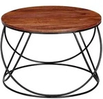 Couchtisch rund 60 cm Schwarz/Sheesham massiv