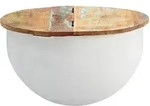 Couchtisch rund 60 x 60 cm Wei&szlig;/Mango massiv