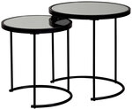 Beistelltisch 2er Set rund Stahl/Glas Durchmesser 50/42 cm Glas verspiegelt Schwarz