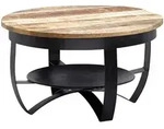 Couchtisch 60 cm Schwarz Metall/ Mango massiv