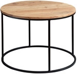 Couchtisch rund &Oslash; 60 cm Schwarz/ Akazie massiv