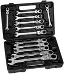 tectake&reg; 12-tlg Ratschenschl&uuml;ssel Satz Set Gelenk Ringmaul Ring Maul Ratsche