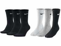 Nike 6 Paar Herren Damen Socken SX4508 weiß oder schwarz oder weiß grau...