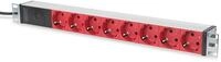DIGITUS 19" Steckdosenleiste - 8 Abgriffe (rot) - 1HE - 250VAC - 50/60Hz - 16A -