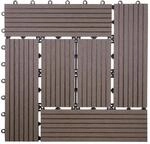 Mendler WPC Bodenfliese Rhone versetzt - Basis Coffee | Holzoptik Balkon/Terrasse,