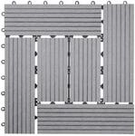 Mendler WPC Bodenfliese Rhone versetzt - Basis grau | Holzoptik Balkon/Terrasse, 11x