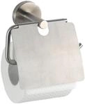 WENKO Toilettenpapierhalter mit Deckel Bosio Edelstahl matt - WC-Rollenhalter,