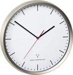 TFA Dostmann Analoge Funk-Wanduhr, 60.3521.02, Rahmen aus Edelstahl, leises Uhrwerk,