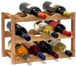 Relaxdays klein, Flaschenregal 12 Flaschen Wein, H x B x T: 28 x 21 x 42 cm,