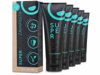 happybrush® Vegane Aktivkohle Zahnpasta SuperBlack mit Minze Geschmack - Schwarze